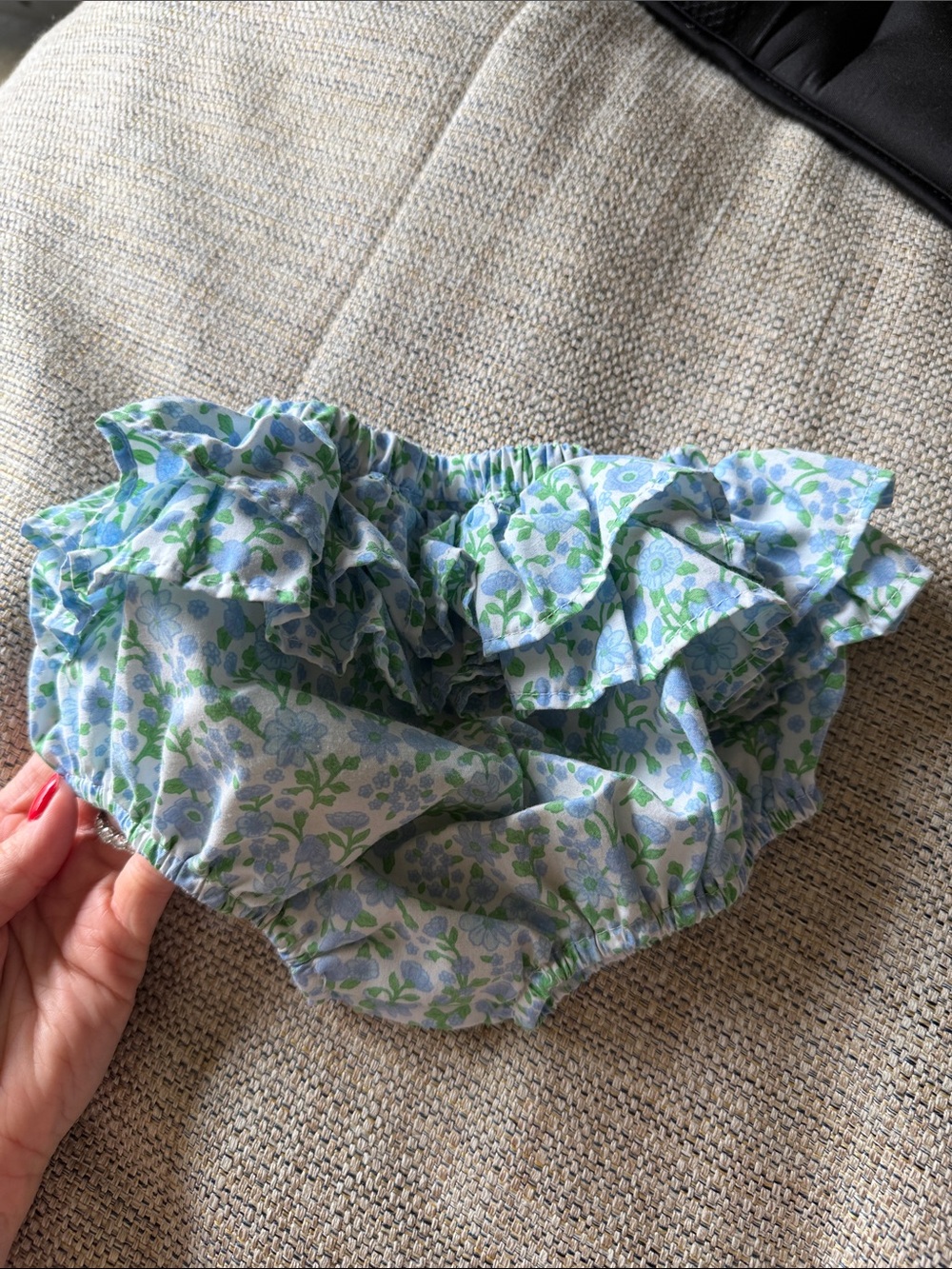 Little English Blue and Green Floral Ruffle Bloomers
